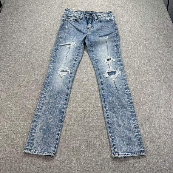 American Eagle Jeans Mens 28x28* Blue Skinny‎ Stretch Distressed Airflex - Picture 1 of 10